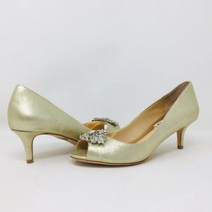 Badgley Mischka Layla Platino Leather Pumps